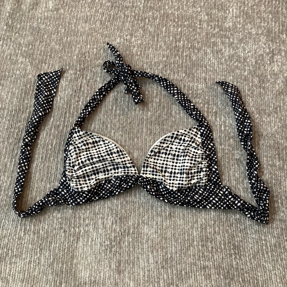 Athleta Bathing Suit Top Size Small Bikini Black White Neutral All‎ Over Pattern